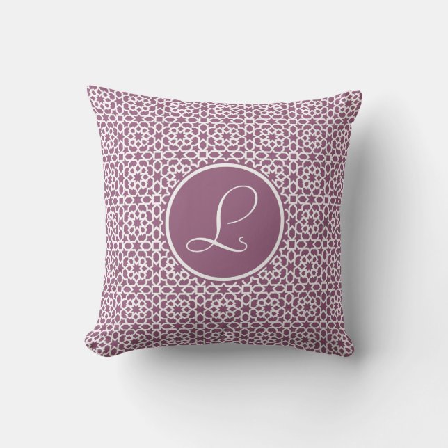 Coussin Élégant monograma de la géométrie pourpre (Recto)