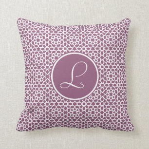 Coussin Élégant monograma de la géométrie pourpre