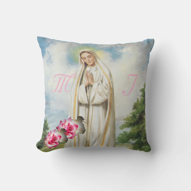 Coussin Élégant Monogramme avec nom Rose Jeu d'oreiller (Recto)