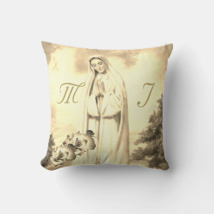Coussin Élégant Monogramme avec nom Rose Jeu d'oreiller