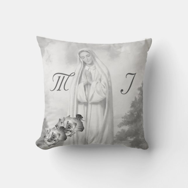 Coussin Élégant Monogramme avec nom Rose Jeu d'oreiller (Recto)