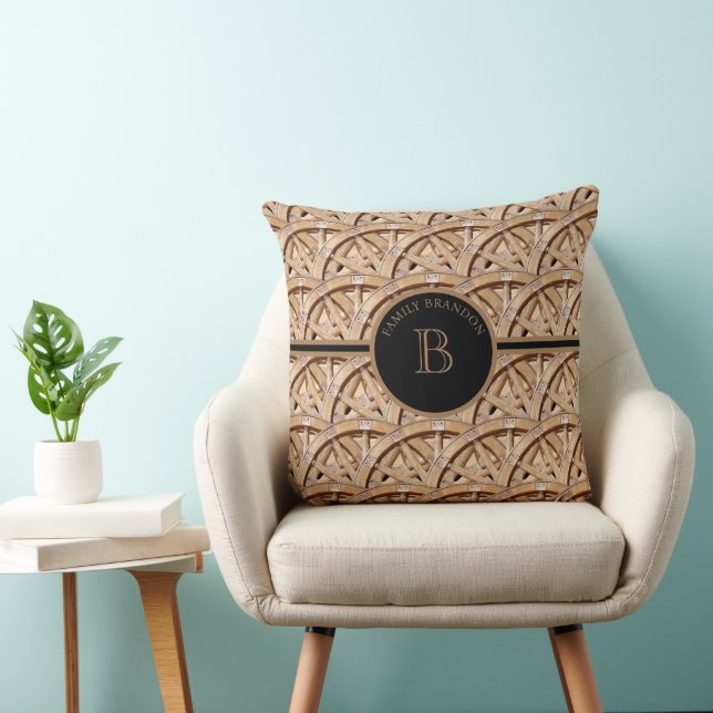 Coussin Élégant Monogramme de Maison de Campagne Rustique  (Chaise)