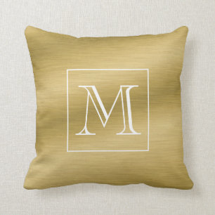 Coussin Élégant Monogramme d'or brossé