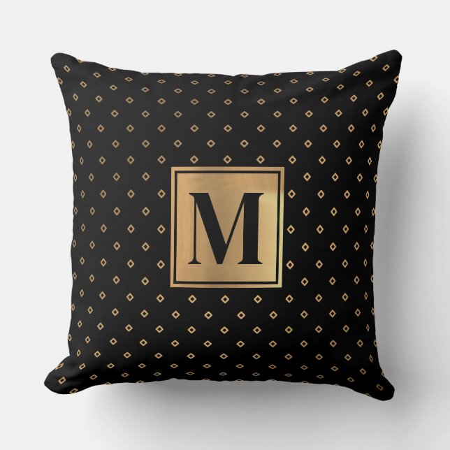 Coussin Élégant Monogramme d'or noir (Recto)
