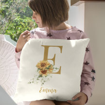 Élégant monogramme floral nom initial personnalisé