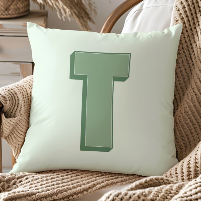Coussin Élégant monogramme initial personnalisé lettre T (Créateur téléchargé)