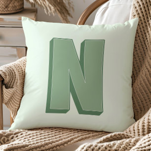 Coussin Élégant Monogramme Lettre N Initiale Personnalisée