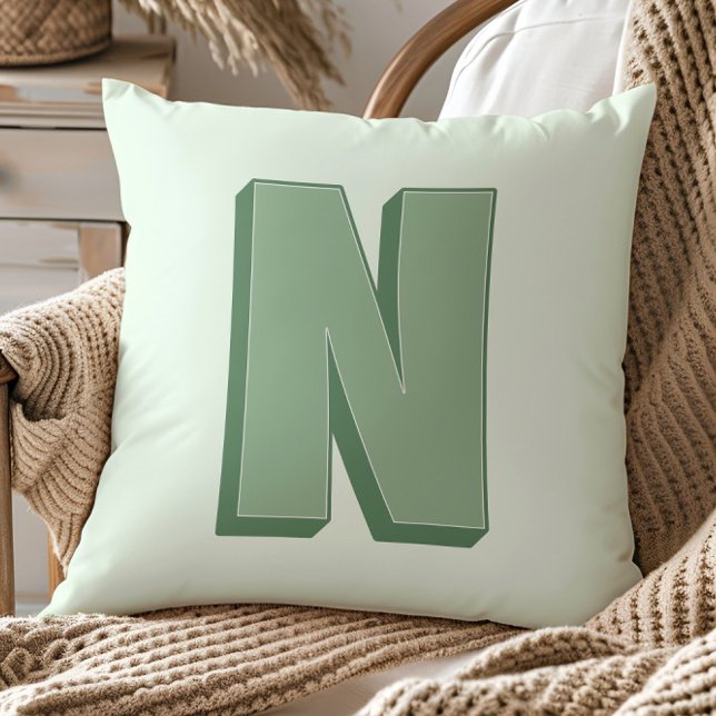 Coussin Élégant Monogramme Lettre N Initiale Personnalisée (Créateur téléchargé)
