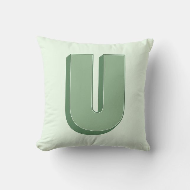 Coussin Élégant Monogramme Lettre U Initiale Personnalisé (Recto)