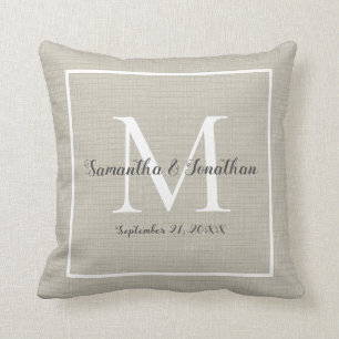 Coussin Élégant Monogramme moderne Chic Mariage Keepsaké