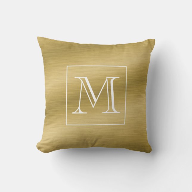 Coussin Élégant Monogramme Or Brossé (Recto)