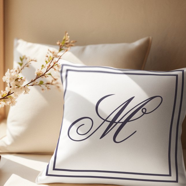 Coussin Élégant Monogramme personnalisé Jeu blanc (Créateur téléchargé)