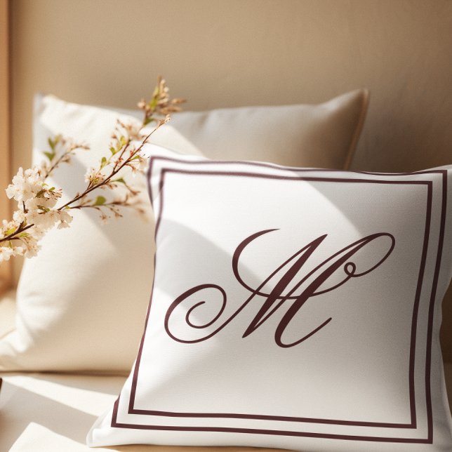 Coussin Élégant Monogramme personnalisé Jeu blanc (Créateur téléchargé)