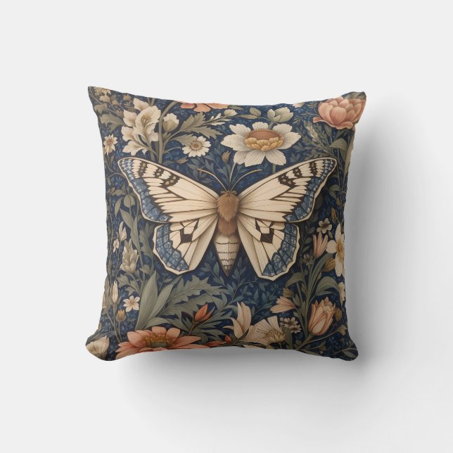 Coussin Elégant Moth Vintage William Morris inspiré (Recto)