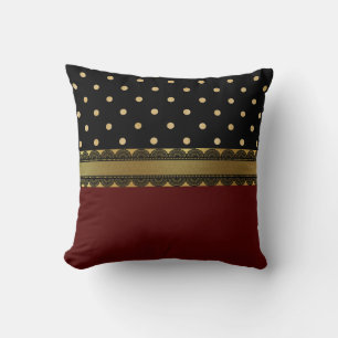 Coussin Élégant Motif à saint  rouge, noir et or