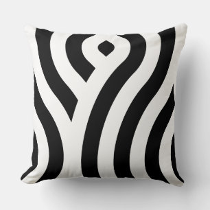 Coussin Élégant Motif blanc Vague noir