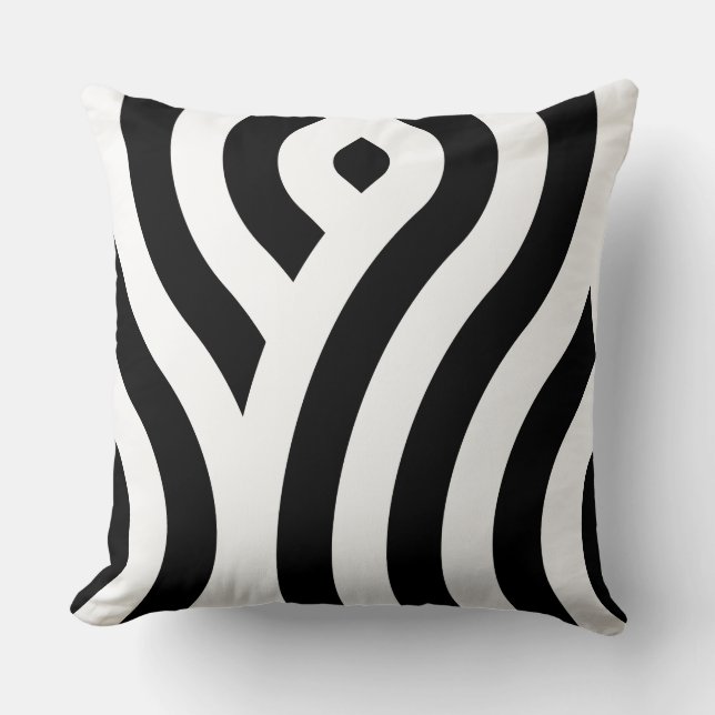 Coussin Élégant Motif blanc Vague noir (Recto)