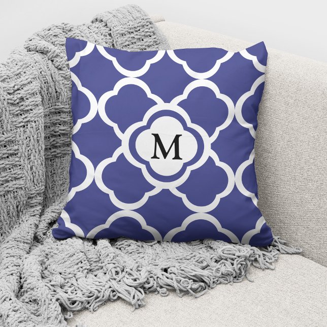 Coussin Élégant Motif bleu marine Monogram (Créateur téléchargé)