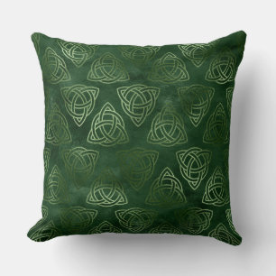Coussin Élégant Motif celtique irlandais vert et or