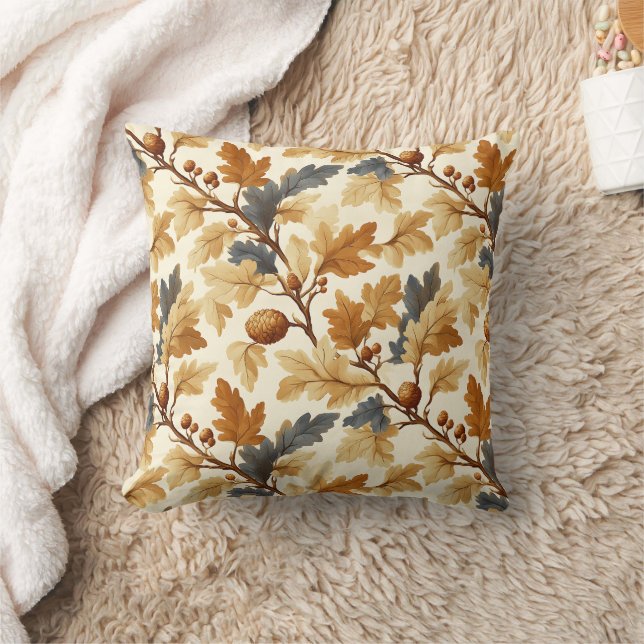 Coussin Élégant Motif d'automne feuille de chêne et pineco (Couverture)