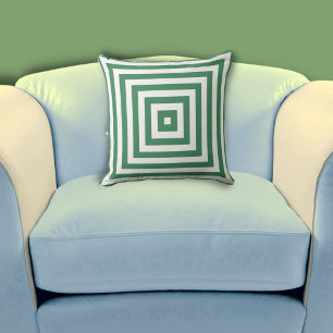 Coussin Élégant Motif de boîte imbriquée blanche et verte