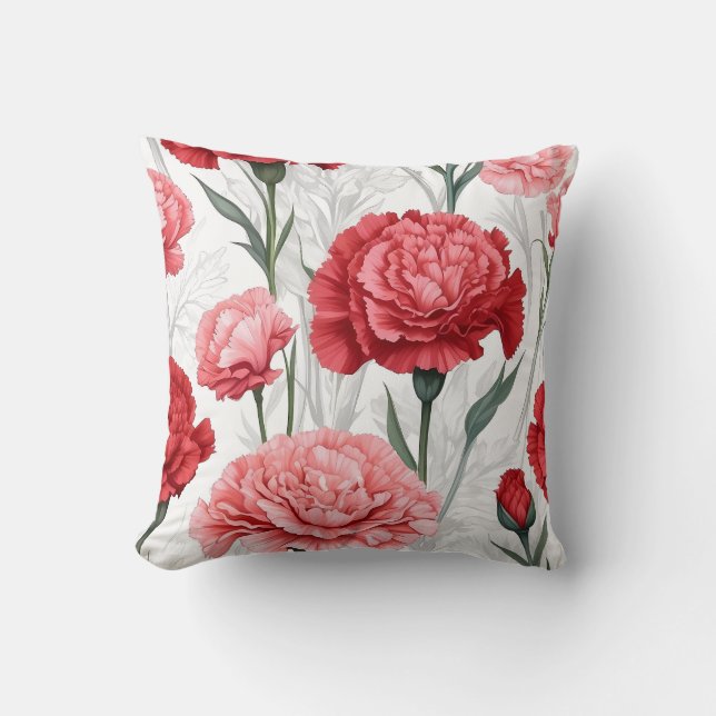 Coussin Élégant Motif de fleurs de carnation (Recto)