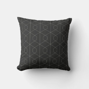 Coussin Elégant Motif de lignes géométriques noir et blanc