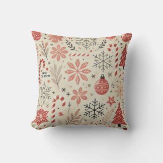 Coussin Élégant Motif de Noël - Festive Snowflakes et