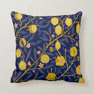 Coussin Élégant motif de vignes au citron bleu frais