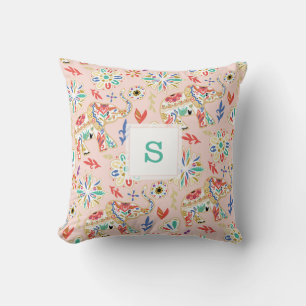 Coussin Élégant Motif décoratif floral orné d'éléphant