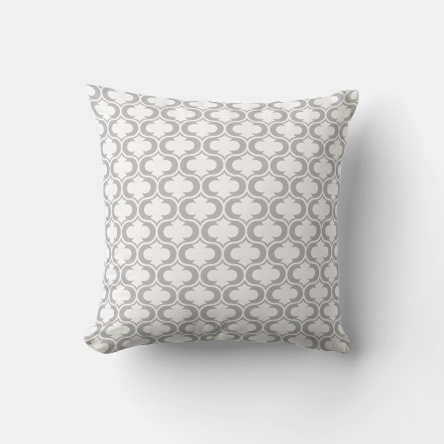 Coussin Élégant Motif en treillis blanc gris clair (Recto)