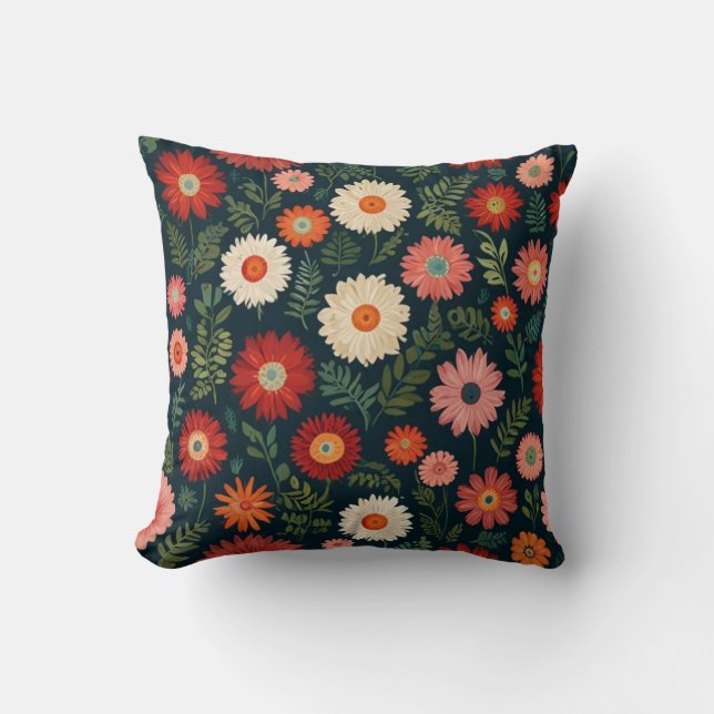 Coussin Élégant Motif Fleurs (Recto)