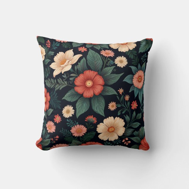Coussin Élégant Motif Fleurs (Recto)
