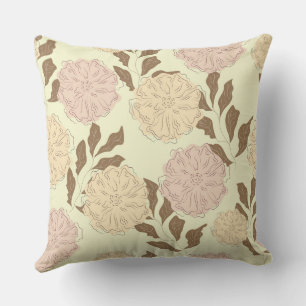 Coussin Élégant Motif floral beige