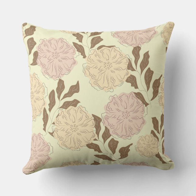Coussin Élégant Motif floral beige (Verso)