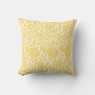 Coussin Élégant motif floral blanc jaune doux