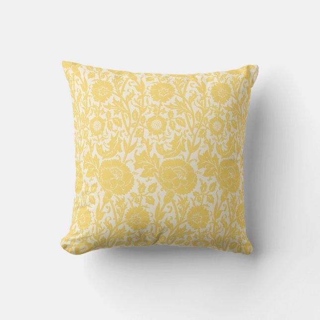 Coussin Élégant motif floral blanc jaune doux (Recto)