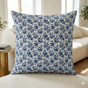 Coussin Elégant motif Floral bleu Peonies Vintages
