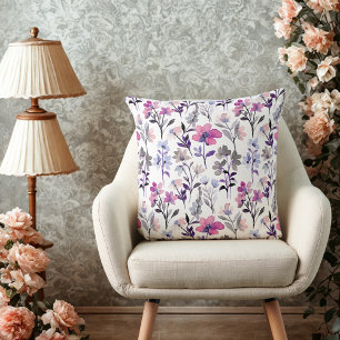 Coussin Élégant motif floral fleur sauvage vintage