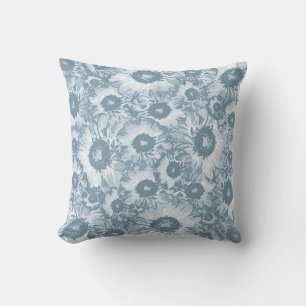 Coussin Élégant motif floral gris marine