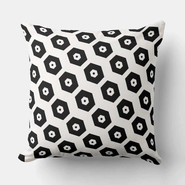 Coussin Élégant Motif géométrique blanc noir (Recto)