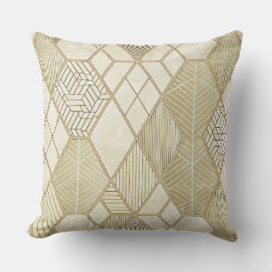 Coussin Élégant motif géométrique hexagonal en or - Marbre