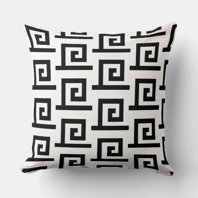 Coussin Élégant Motif géométrique noir et blanc (Recto)