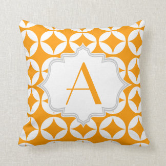 Coussin Élégant motif géométrique orange, blanc