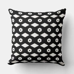 Coussin Élégant Motif Hexagon noir et blanc