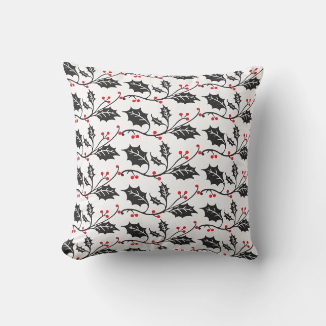 Coussin Élégant Motif moderne rouge et noir Holly (Recto)