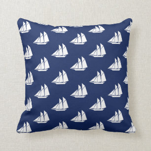 Coussin Elégant Motif nautique sur Blue