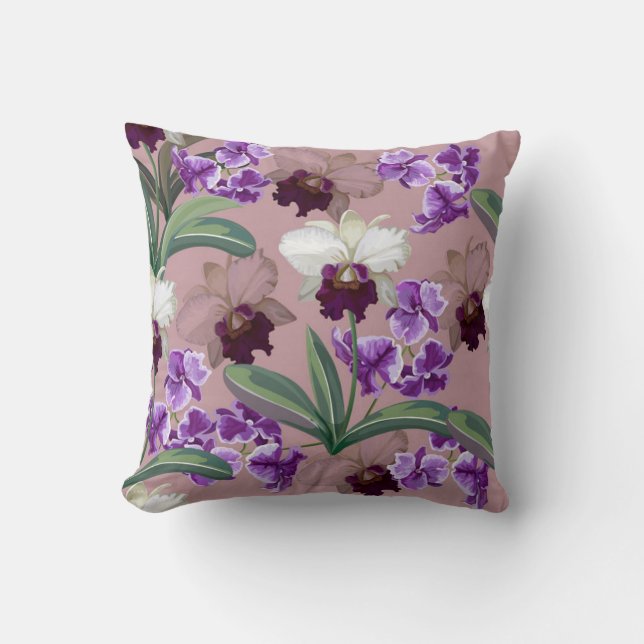 Coussin Élégant Motif orchidée (Recto)