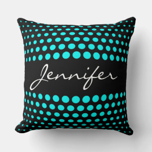 Coussin Elégant Motif Pois Aqua