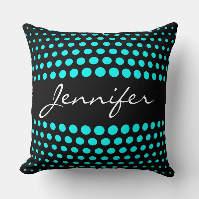 Coussin Elégant Motif Pois Aqua (Recto)